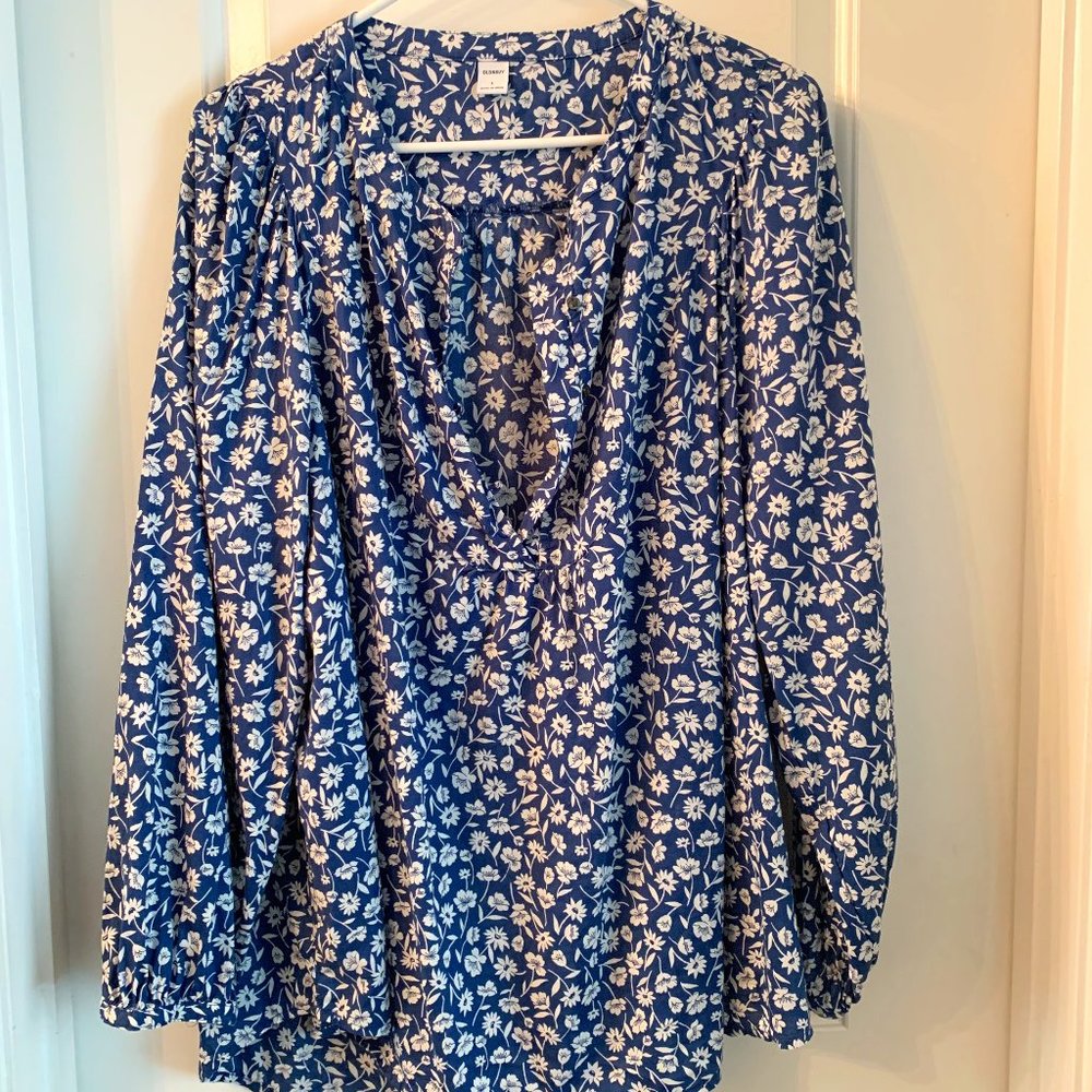 Old Navy Flowers Half Button Down Shirt Size Large